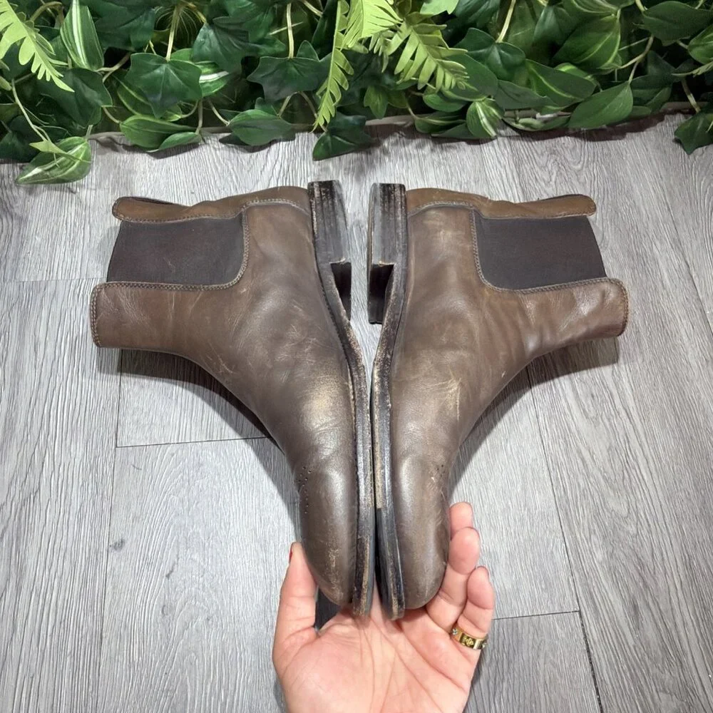MEN'S TOD'S Buckle CHELSEA WINGTIP BROWN LEATHER BOOTS SIZE 9.5 DISTRESSED